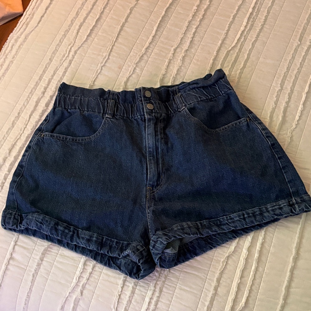 Levi's Dark Blue Denim High-Rise Elastic Waist Shorts